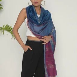 FabBasics by Fabindia Blue Plain Stole-image-31