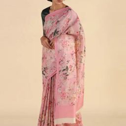 TANEIRA Pink Printed Saree With Unstitched Blouse Piece-image-42