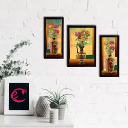 eCraftIndia Set of 3 Botanical and Floral Satin Matt Textured UV Art Painting-picture-28