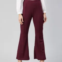 Marie Claire Wine Mid Rise Regular Fit Trousers-image-20