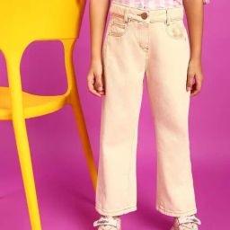 Tales & Stories Kids Cream Cotton Embroidered Jeans-image-70