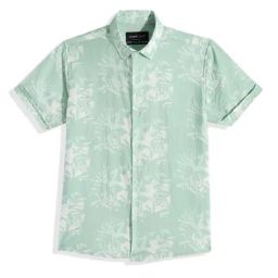 CHARCHIT Boys Sea Green Cotton Lycra Floral Shirt-image-53