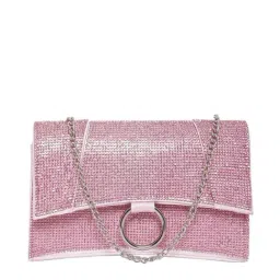 Aldo Light Pink Embellished Medium Sling Handbag-10