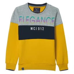Monte Carlo Kids Mustard & Grey Color Block Full Sleeves Sweatshirt-image-96