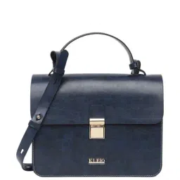 KLEIO Navy Printed Medium Satchel Handbag-15