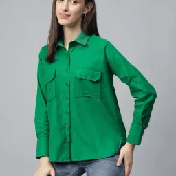 Hancock Green Cotton Solid Shacket-image-66
