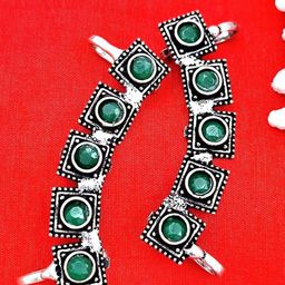 Yash Jewels Emporiums Silver-Plated Artificial Stones Studded Square Oxidised Ear Cuff-54