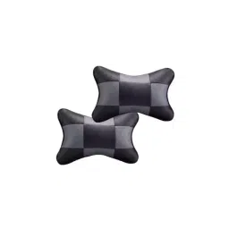 Auto Pearl Black Grey Chess Designer Car Neck Cushion/Neck Pillow Compatible with Toyota Innova-picture-5