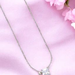 Taraash 925 Sterling Silver CZ Square Pendant Necklace for Women-image-40