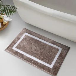 OBSESSIONS Taupe Polyester Anti Skid Bath Mat (Medium)-picture-21