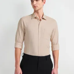 Arrow Beige Cotton Regular Fit Checks Shirt-picture-45