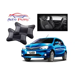 Auto Pearl Black Grey Car Neck Cushion/Neck Pillow Compatible with Toyota Etios Liva-10