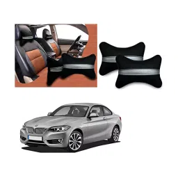 Auto Pearl Black Silver Strip Car Neck Cushion/Neck Pillow Compatible with BMW 2 Series-27