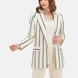 Kazo Beige & Black Striped Blazer-picture-41