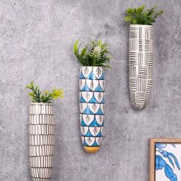 VarEesha Multicolor Ceramic Traditional Wall Planters - Set of 3-picture-26