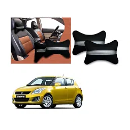 Auto Pearl Black Silver Strip Car Neck Cushion/Neck Pillow Compatible for Maruti Suzuki Swift Type 4-82