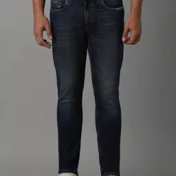 Louis Philippe Navy Cotton Regular Fit Jeans-image-87