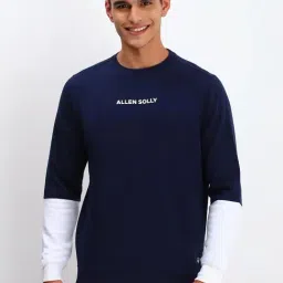 Allen Solly Navy Cotton Regular Fit Colour Block Sweatshirt-picture-36