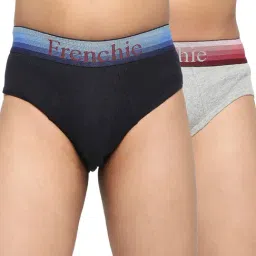 Frenchie Kids Navy & Grey Solid Briefs (Pack Of 2)-image-40