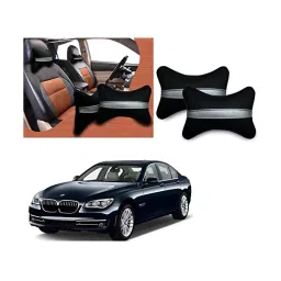 Auto Pearl Black Silver Strip Car Neck Cushion/Neck Pillow Compatible with BMW 7 Series-image-91