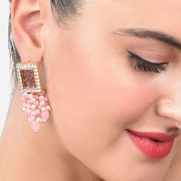 Zaveri Pearls Gold-Plated Contemporary Drop Earrings-3