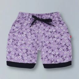 3PIN Girls Purple Cotton Floral Shorts-image-59
