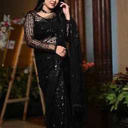 DIVASTRI Embellished Sequinned Saree-image-7
