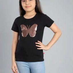 3PIN Girls Black Cotton Printed T-Shirts-image-22