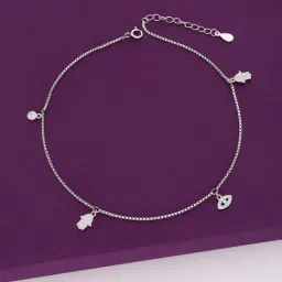 Kai Jewel Sterling Silver Evil Eye & Hamsa Charm Anklet for Women-picture-13