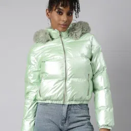 SHOWOFF Green Regular Fit Puffer Jacket-picture-13