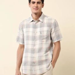 U.S. Polo Assn. Grey Linen Regular Fit Checks Shirt-image-46