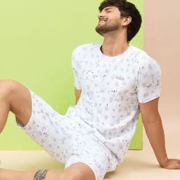 Sweet Dreams Grey Regular Fit Typography Print Shorts Set-image-3