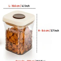 HAZEL Cream Plastic Airtight Food Storage Container with One-Touch Pop-Up Lid (600 ml) image 3
