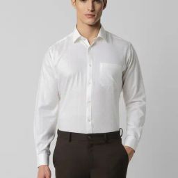 Van Heusen White Cotton Regular Fit Texture Shirt-image-80