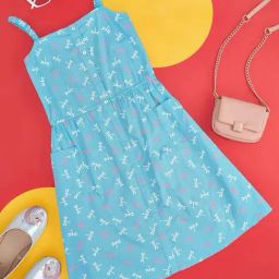 YU by Pantaloons Kids Blue Cotton Printed Dress-image-96