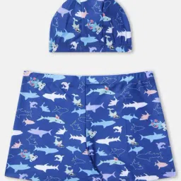 Bubble Berry Girls Blue Printed Swimsuit-picture-3