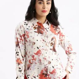 SHOWOFF Cream Printed Shirt-image-78