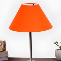 Aura Orange & Brown Textured Metal Frustum Shaped Table Lamp-31