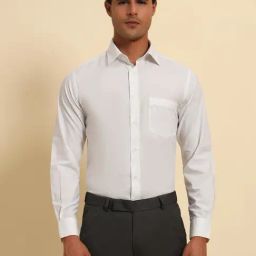 Cantabil White Regular Fit Plain Formal Shirt-image-13