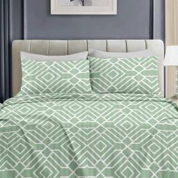Ariana Amalfi Green Cotton Geometric Cotton Bed Sheet-image-61