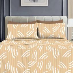 Ariana Amalfi Yellow Cotton Abstract Cotton Bed Sheet-image-49