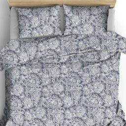 Ariana Milan Grey Cotton Floral Cotton Bed Sheet-image-22