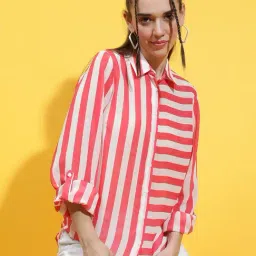 Oxolloxo Pink & White Striped Shirt-image-26