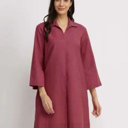 Fablestreet Red Cotton Regular Fit Dress-picture-6