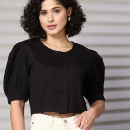 Melon By plusS Black Plain Crop Top-picture-28