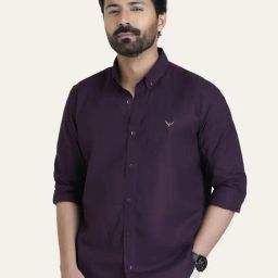 Perch Wine Cotton Linen Slim Fit Shirt-image-36