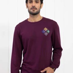 Rare Rabbit Maroon Relaxed Fit Graphic Sweatshirt-image-39