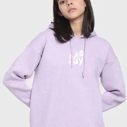 Bewakoof Lavender Graphic Relaxed Fit Hoodie-image-76