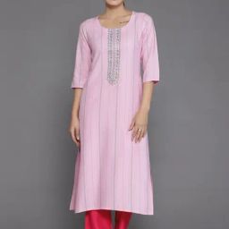 Libas Pink Embroidered Straight Kurta-image-60