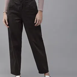 The Roadster Lifestyle Co Women Black Pleated Chinos-14